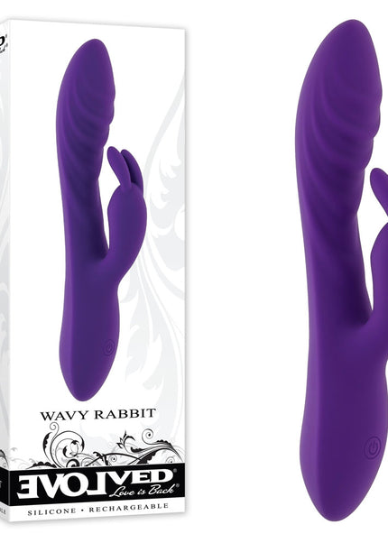 Evolved WAVY RABBIT - Purple 20.6 cm USB Rechargeable Rabbit Vibrator