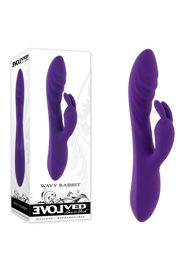 Evolved WAVY RABBIT - Purple 20.6 cm USB Rechargeable Rabbit Vibrator