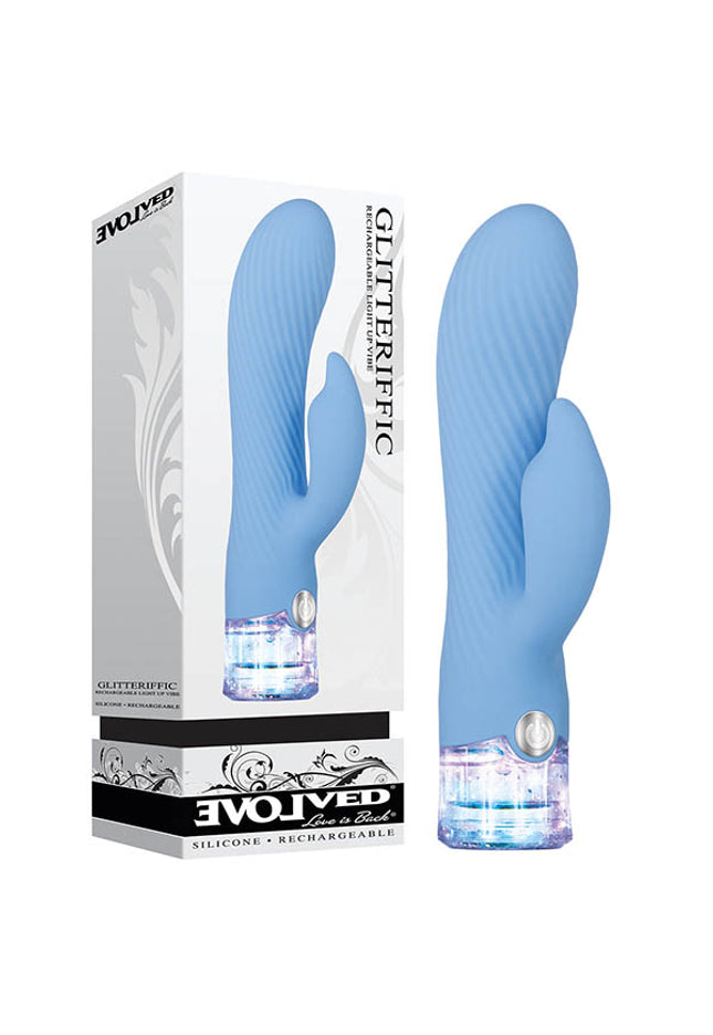 Evolved Glitteriffic - Blue 17.1 cm USB Rechargeable Rabbit Vibrator
