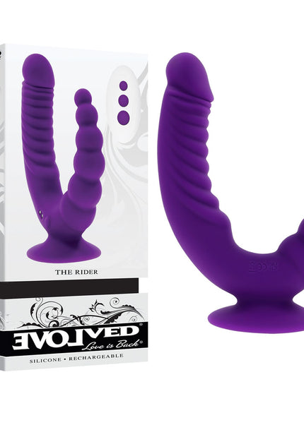 Evolved THE RIDER - Purple USB Rechargeable Double Ended Vibrator with Wireless Remote