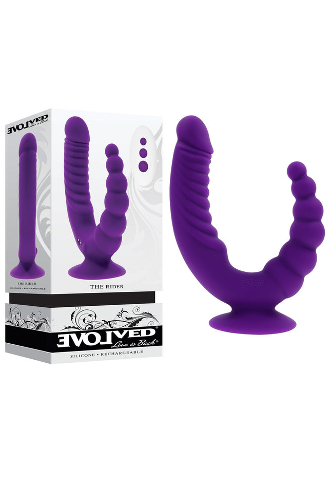 Evolved THE RIDER - Purple USB Rechargeable Double Ended Vibrator with Wireless Remote