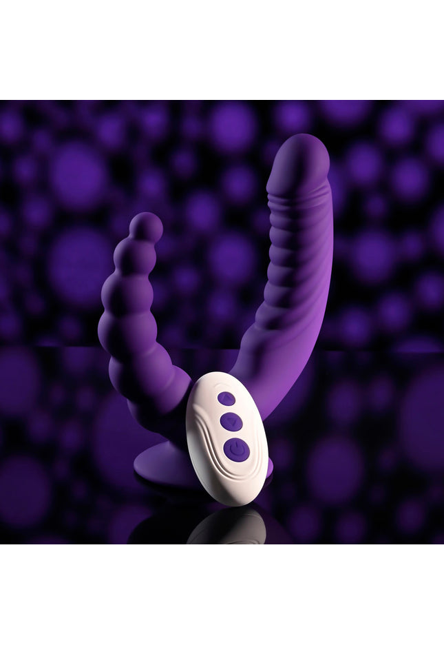 Evolved THE RIDER - Purple USB Rechargeable Double Ended Vibrator with Wireless Remote
