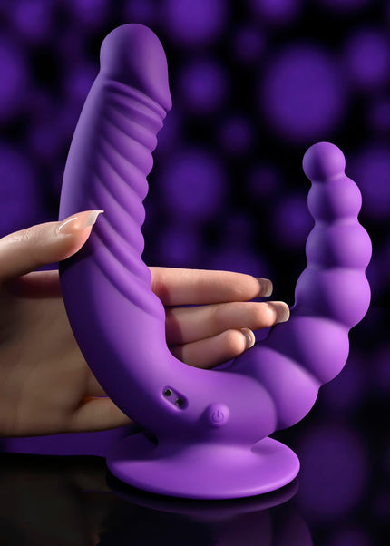 Evolved THE RIDER - Purple USB Rechargeable Double Ended Vibrator with Wireless Remote