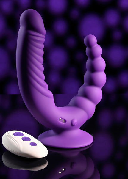 Evolved THE RIDER - Purple USB Rechargeable Double Ended Vibrator with Wireless Remote