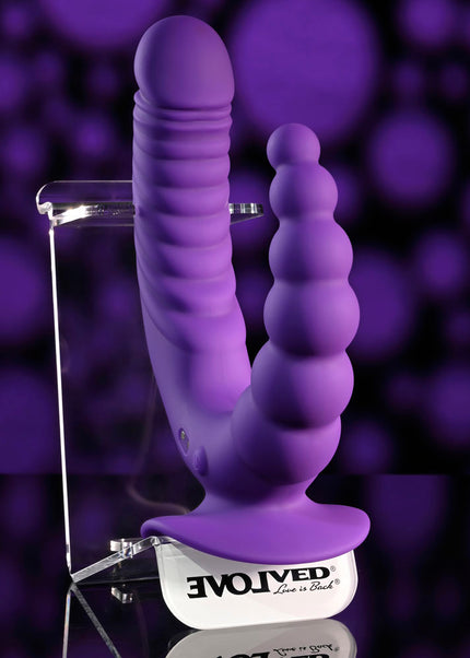 Evolved THE RIDER - Purple USB Rechargeable Double Ended Vibrator with Wireless Remote