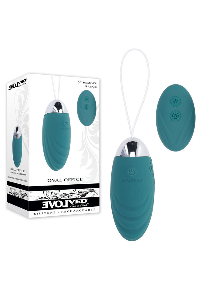Evolved OVAL OFFICE - Green 8.5 cm USB Rechargeable Wireless Egg with Remote Control