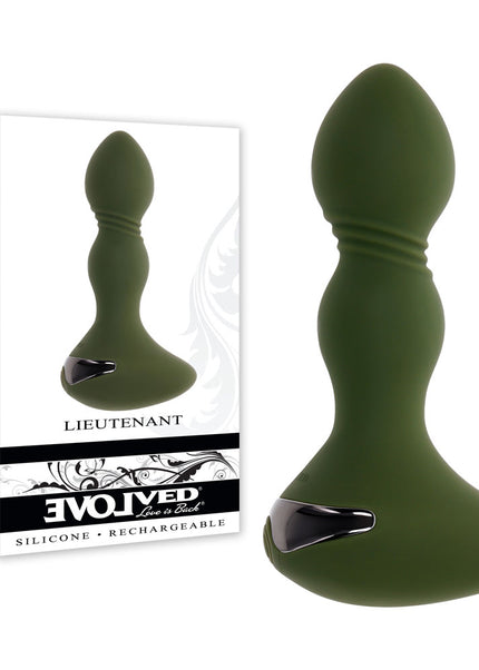 Evolved LIEUTENANT - Green 12.2 cm USB Rechargeable Vibrating Butt Plug