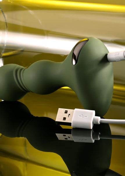 Evolved LIEUTENANT - Green 12.2 cm USB Rechargeable Vibrating Butt Plug