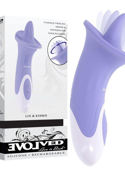 Evolved LIX & KISSES - Purple 18.7 cm USB Rechargeable Flicking Tongue Stimulator