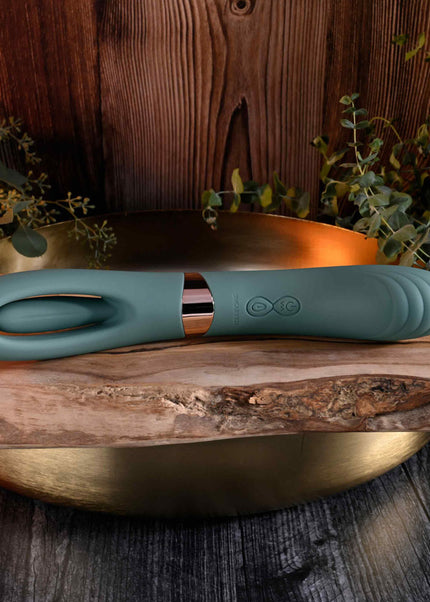 Evolved CHICK FLICK - Olive Green 24 cm USB Rechargeable Vibrator with Flicking Tip