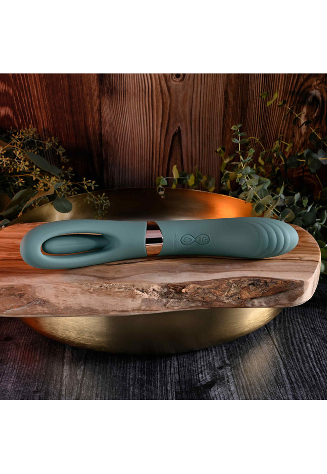 Evolved CHICK FLICK - Olive Green 24 cm USB Rechargeable Vibrator with Flicking Tip