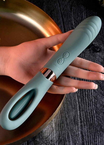 Evolved CHICK FLICK - Olive Green 24 cm USB Rechargeable Vibrator with Flicking Tip