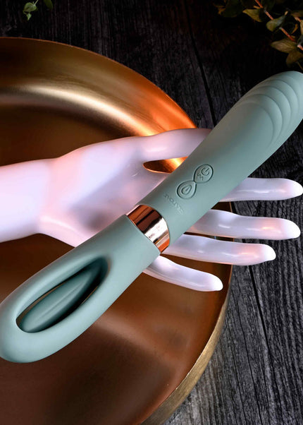 Evolved CHICK FLICK - Olive Green 24 cm USB Rechargeable Vibrator with Flicking Tip