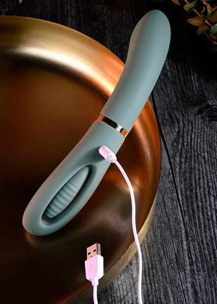 Evolved CHICK FLICK - Olive Green 24 cm USB Rechargeable Vibrator with Flicking Tip