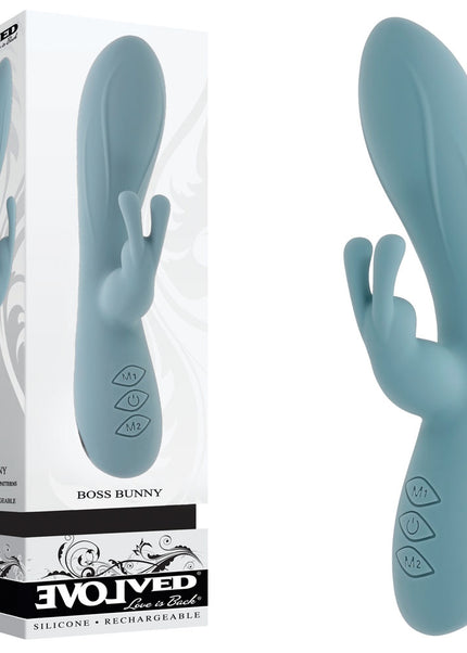 Evolved BOSS BUNNY - Baby Blue 20.1 cm USB Rechargeable Rabbit Vibrator