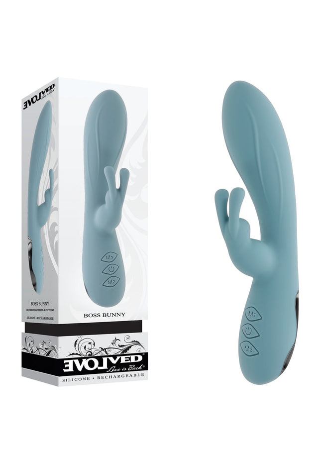 Evolved BOSS BUNNY - Baby Blue 20.1 cm USB Rechargeable Rabbit Vibrator