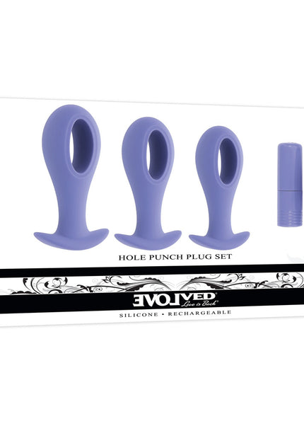 Evolved HOLE PUNCH PLUG SET - Purple Butt Plugs with Interchangeable Bullet - Set of 3 Sizes