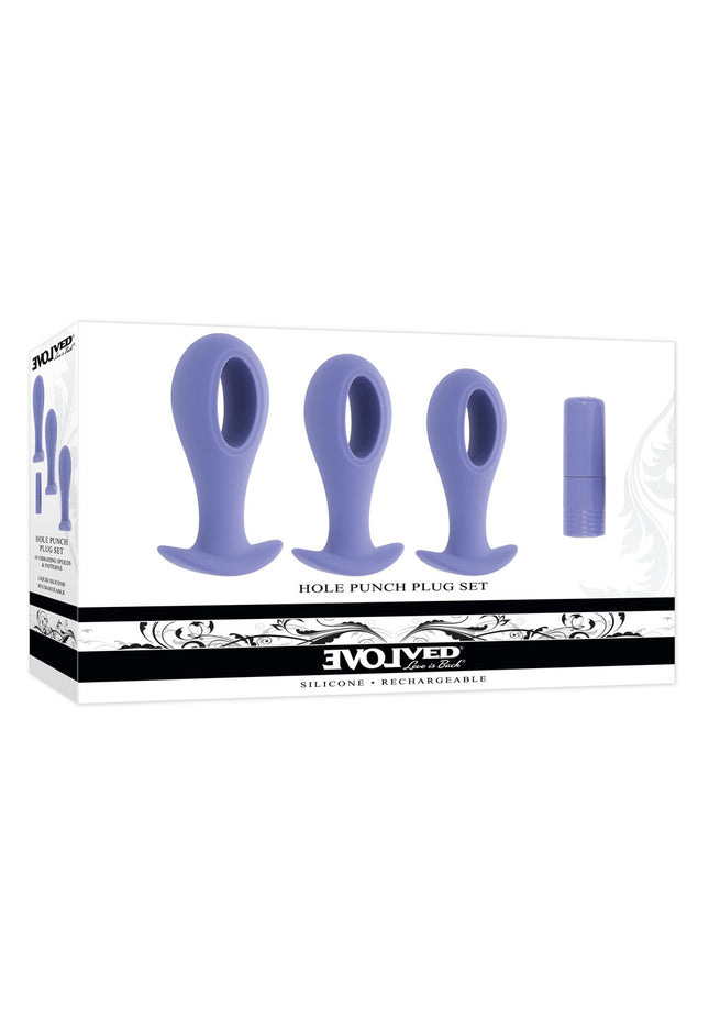 Evolved HOLE PUNCH PLUG SET - Purple Butt Plugs with Interchangeable Bullet - Set of 3 Sizes