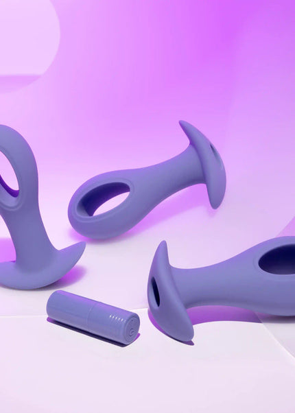 Evolved HOLE PUNCH PLUG SET - Purple Butt Plugs with Interchangeable Bullet - Set of 3 Sizes
