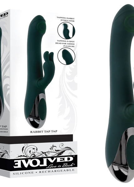 Evolved RABBIT TAP TAP - Green 25 cm USB Rechargeable Rabbit Vibrator with Tapping Tip