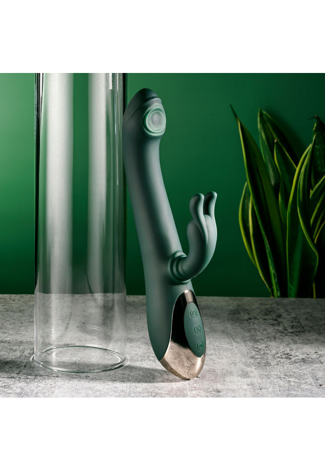 Evolved RABBIT TAP TAP - Green 25 cm USB Rechargeable Rabbit Vibrator with Tapping Tip