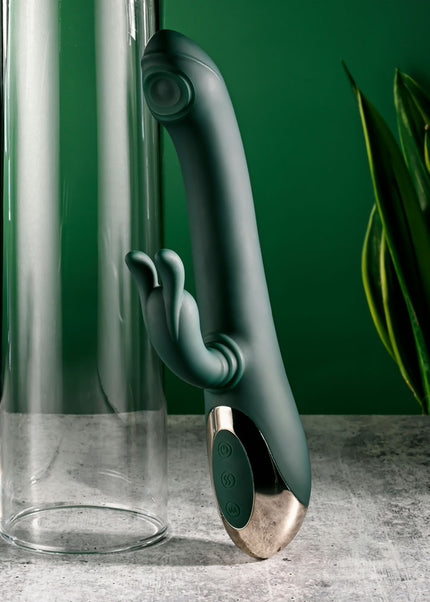 Evolved RABBIT TAP TAP - Green 25 cm USB Rechargeable Rabbit Vibrator with Tapping Tip