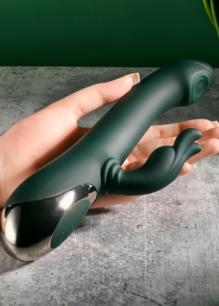 Evolved RABBIT TAP TAP - Green 25 cm USB Rechargeable Rabbit Vibrator with Tapping Tip