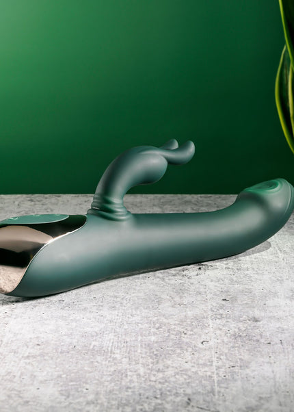 Evolved RABBIT TAP TAP - Green 25 cm USB Rechargeable Rabbit Vibrator with Tapping Tip