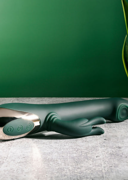 Evolved RABBIT TAP TAP - Green 25 cm USB Rechargeable Rabbit Vibrator with Tapping Tip