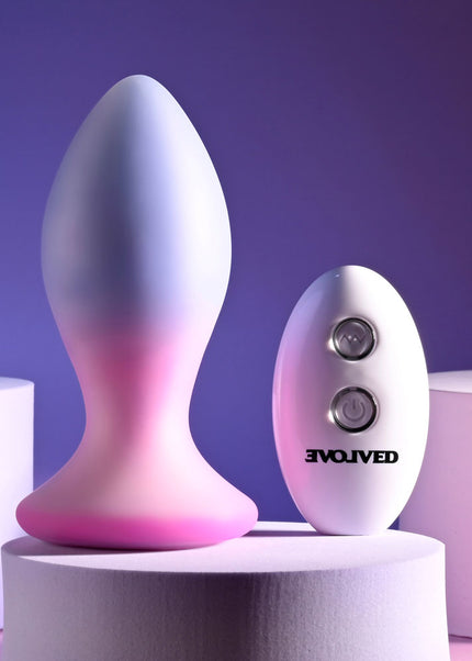 Evolved PARADISE PLUG - Pink/Purple 10.5 cm USB Rechargeable Vibrating Butt Plug with Wireless Remote