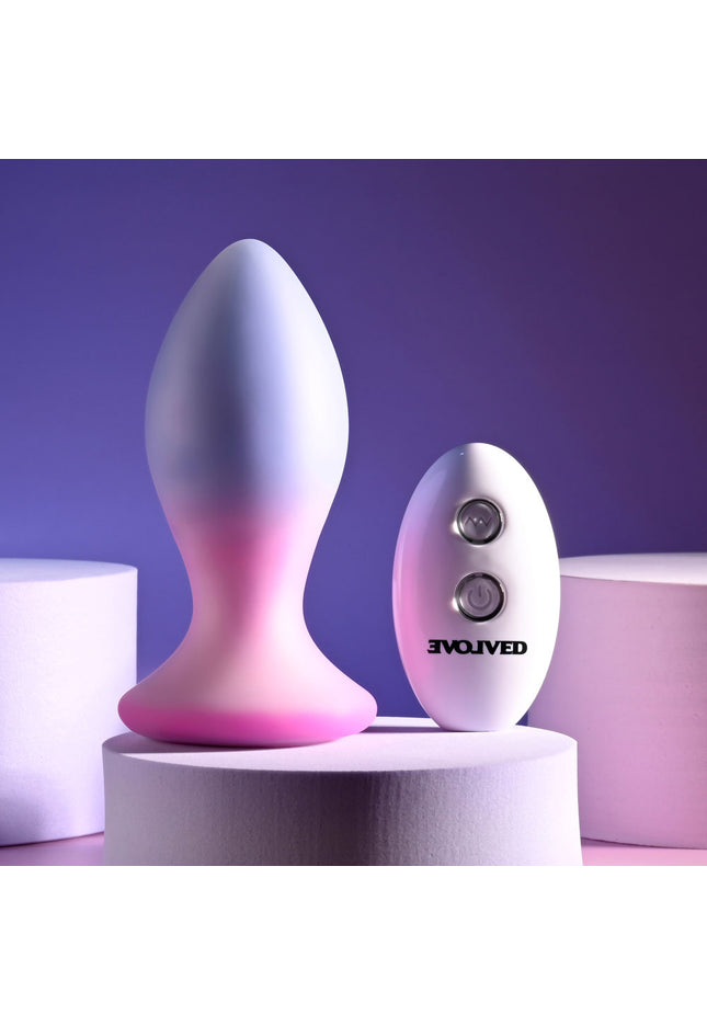 Evolved PARADISE PLUG - Pink/Purple 10.5 cm USB Rechargeable Vibrating Butt Plug with Wireless Remote