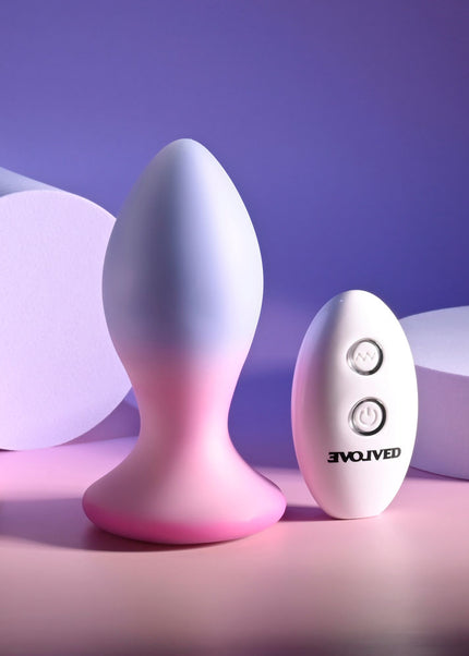 Evolved PARADISE PLUG - Pink/Purple 10.5 cm USB Rechargeable Vibrating Butt Plug with Wireless Remote