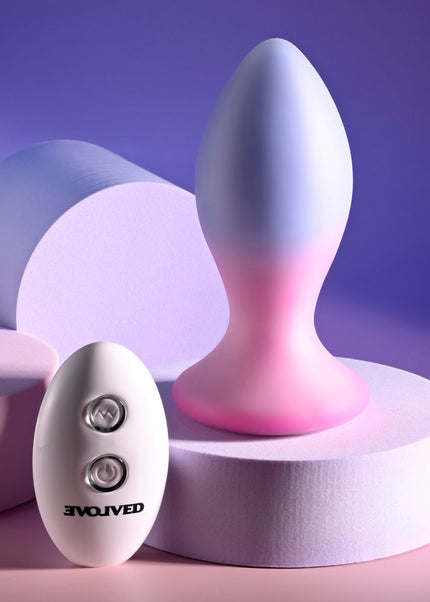 Evolved PARADISE PLUG - Pink/Purple 10.5 cm USB Rechargeable Vibrating Butt Plug with Wireless Remote
