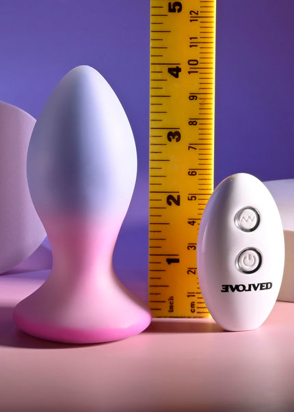 Evolved PARADISE PLUG - Pink/Purple 10.5 cm USB Rechargeable Vibrating Butt Plug with Wireless Remote