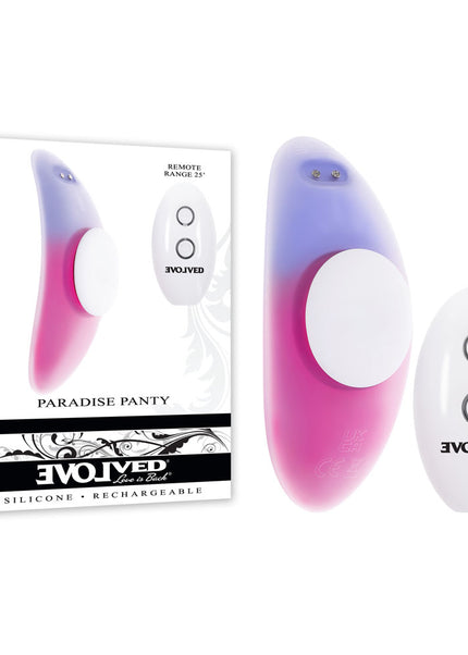 Evolved PARADISE PANTY - Pink/Purple USB Rechargeable Panty Vibrator with Remote Control