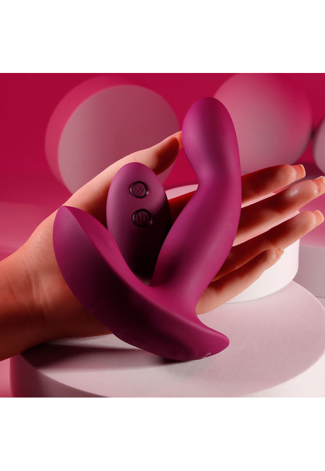 Evolved COME ON OVER - Burgundy Red 15.9 cm USB Rechargeable Vibrator with Wireless Remote