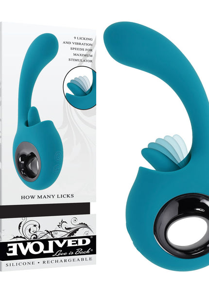 Evolved HOW MANY LICKS - Blue 17.8 cm USB Rechargeable Vibrator with Flicking Stimulator
