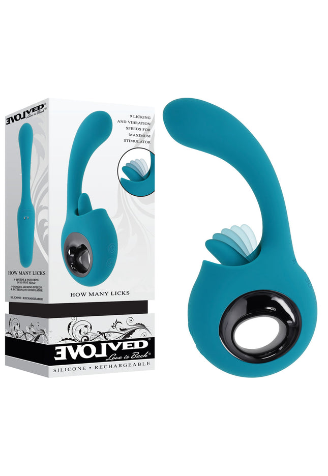 Evolved HOW MANY LICKS - Blue 17.8 cm USB Rechargeable Vibrator with Flicking Stimulator