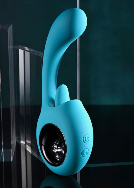 Evolved HOW MANY LICKS - Blue 17.8 cm USB Rechargeable Vibrator with Flicking Stimulator