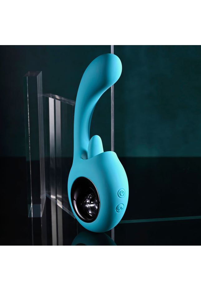 Evolved HOW MANY LICKS - Blue 17.8 cm USB Rechargeable Vibrator with Flicking Stimulator