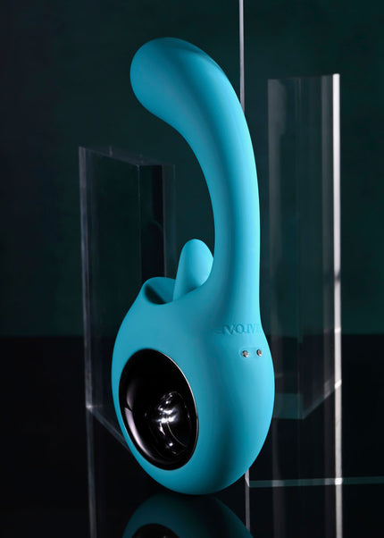 Evolved HOW MANY LICKS - Blue 17.8 cm USB Rechargeable Vibrator with Flicking Stimulator