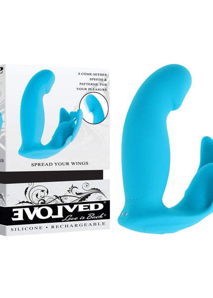 Evolved SPREAD YOUR WINGS - Blue USB Rechargeable Wearable Butterfly Vibrator