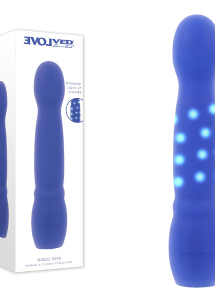 Evolved DISCO DIVA - Blue 20.9 cm USB Rechargeable Light Up Vibrator
