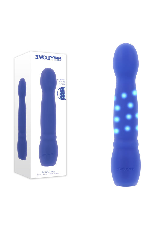 Evolved DISCO DIVA - Blue 20.9 cm USB Rechargeable Light Up Vibrator