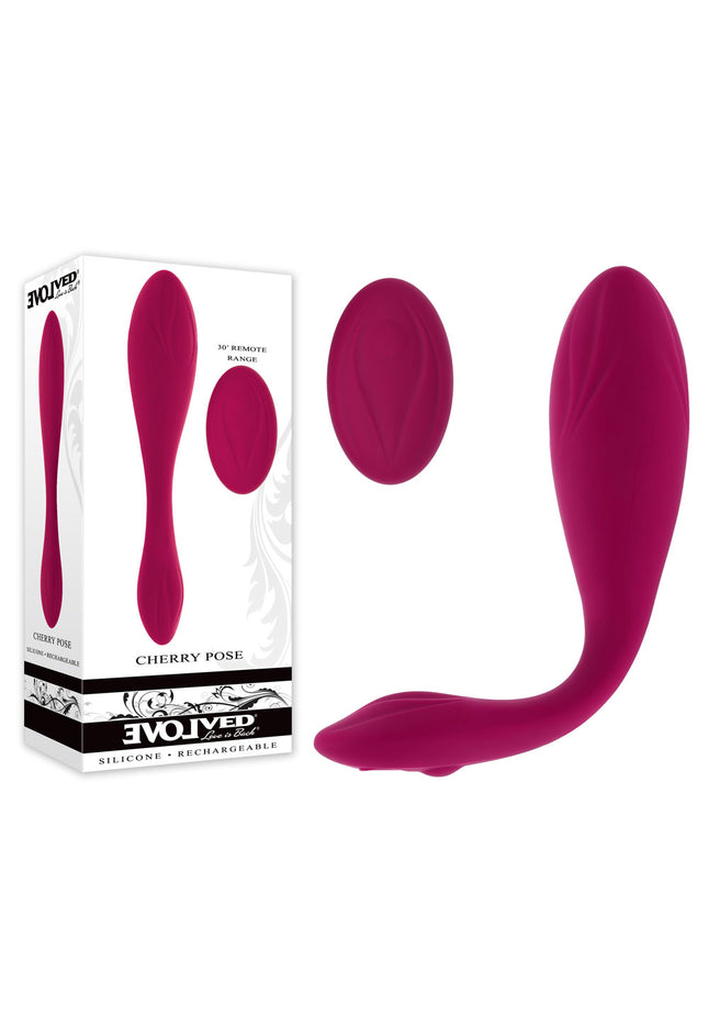 Evolved CHERRY POSE - Pink 16.1 cm USB Rechargeable Flexible & Posable Vibrator with Remote