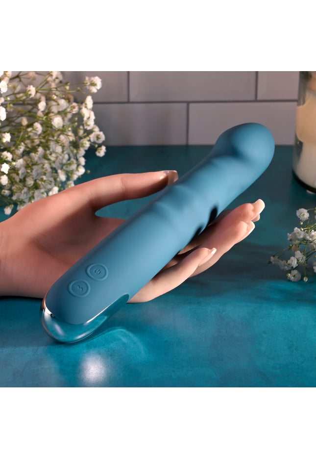 Evolved QUEEN OF ALL TRADES - Blue 22.6 cm USB Rechargeable Thrusting & Rotating Vibrator