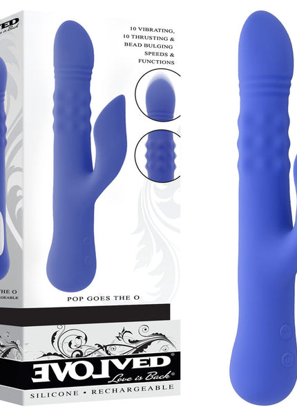 Evolved POP GOES THE O - Purple 24.7 cm USB Rechargeable Thrusting & Bulging Rabbit Vibrator