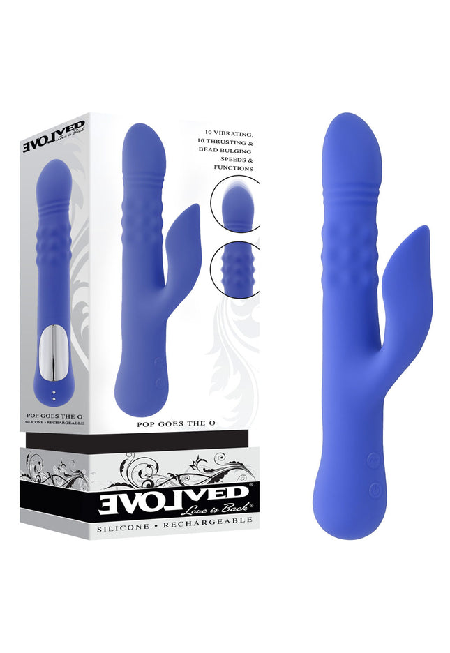 Evolved POP GOES THE O - Purple 24.7 cm USB Rechargeable Thrusting & Bulging Rabbit Vibrator