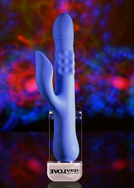 Evolved POP GOES THE O - Purple 24.7 cm USB Rechargeable Thrusting & Bulging Rabbit Vibrator