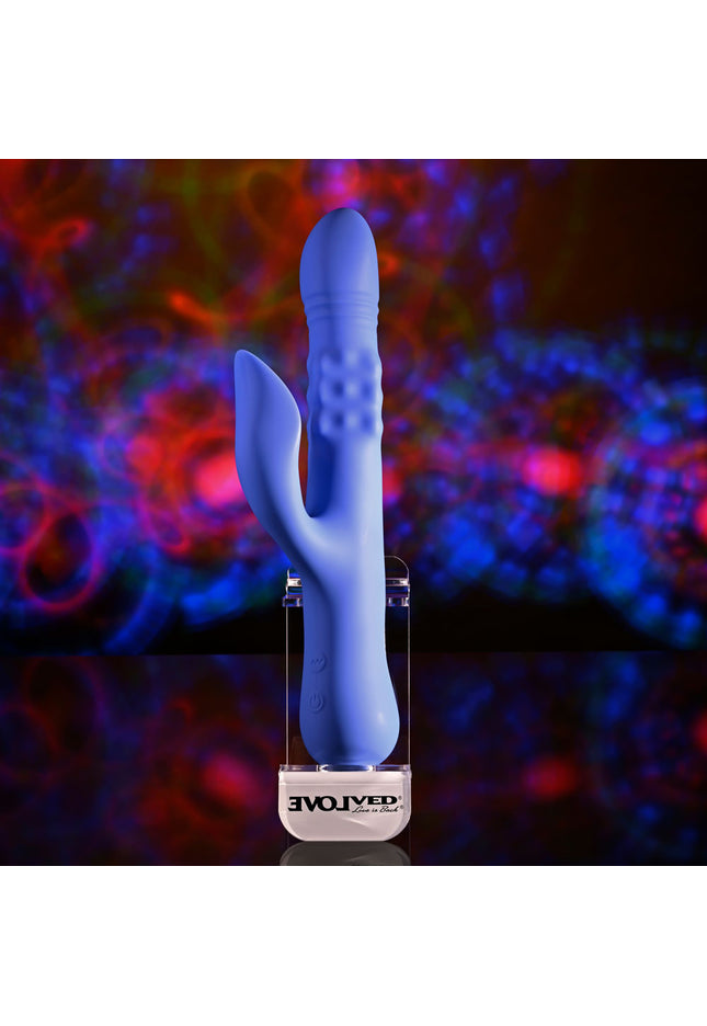 Evolved POP GOES THE O - Purple 24.7 cm USB Rechargeable Thrusting & Bulging Rabbit Vibrator